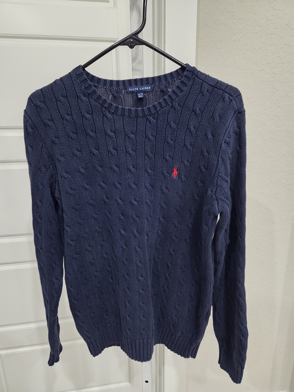 Ralph Lauren Navy Cable-Knit Crewneck Sweater Size XL - Picture 3 of 7
